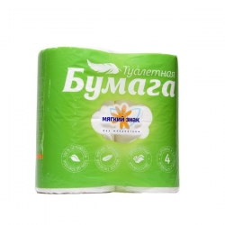 Туалетная бумага мягкий знак 2-х сл 4шт.уп белая